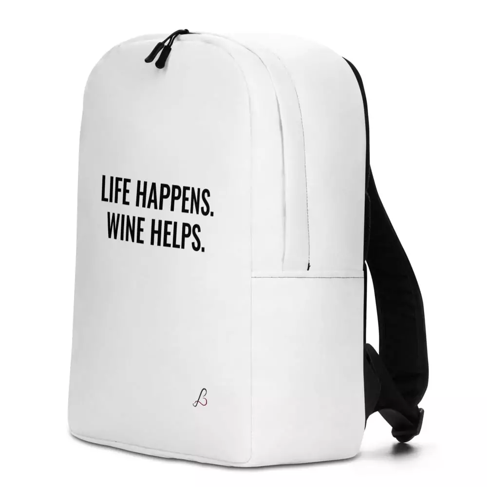 "Life Happens. Wine Helps." Minimalist Backpack