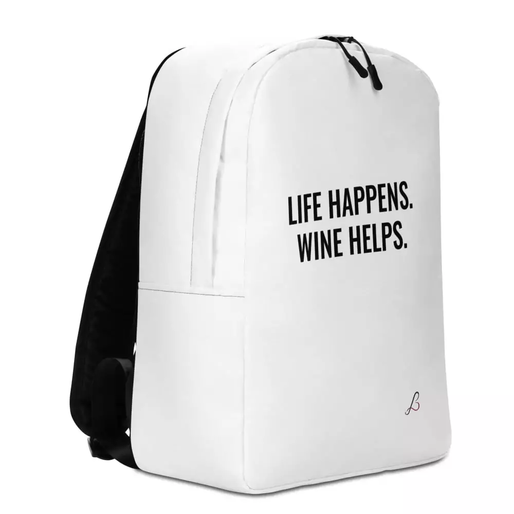 "Life Happens. Wine Helps." Minimalist Backpack