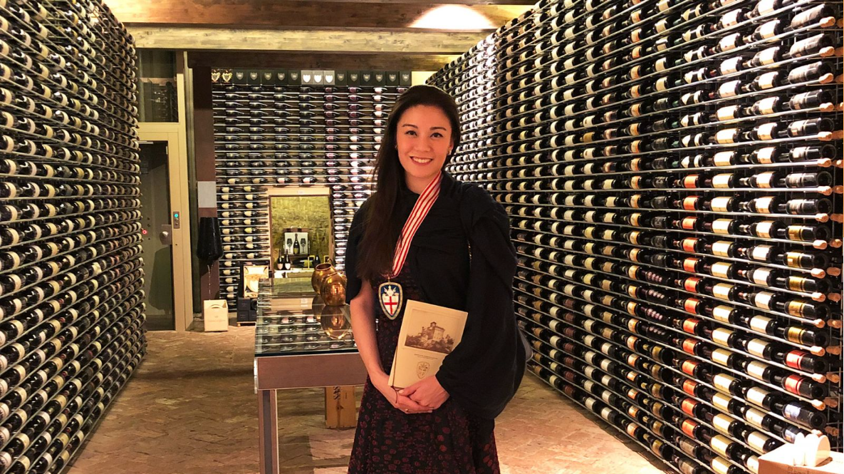 Bernice Liu attends an event with the Order of the Knights of the White Truffle and Wines of Alba in Castello du Grinzane Cavour, Italy
