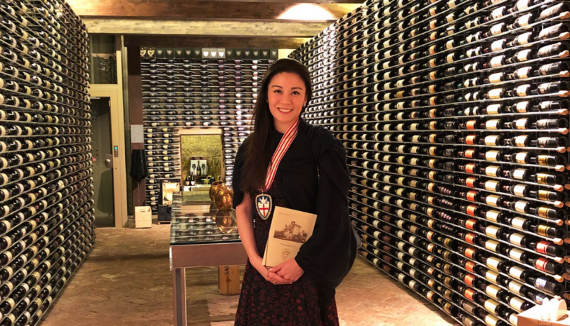 Bernice Liu attends an event with the Order of the Knights of the White Truffle and Wines of Alba in Castello du Grinzane Cavour, Italy